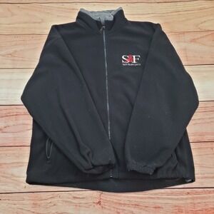 VINTAGE San Francisco Golden Gate Bridge Fleece Sweater Mens L‎ Black Full Zip